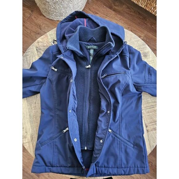 Lauren Ralph Lauren Soft Shell Hooded Lined Jacket Women's Size S Navy Preppy - Picture 4 of 6